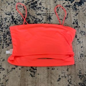 neon pink cut out crop top